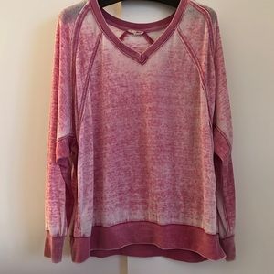 Distressed pink lightweight sweater